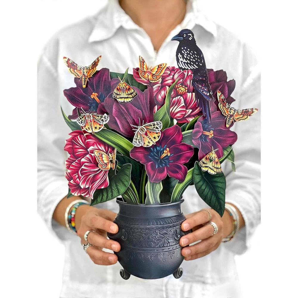 imageFreshcut Paper Pop Up Cards Garden Lilacs 12 Inch Life Sized Forever Flower Bouquet 3D Popup Greeting Card Birthday Cards Thank You Card Blank Notecard ampamp EnvelopeMoonlight Garden