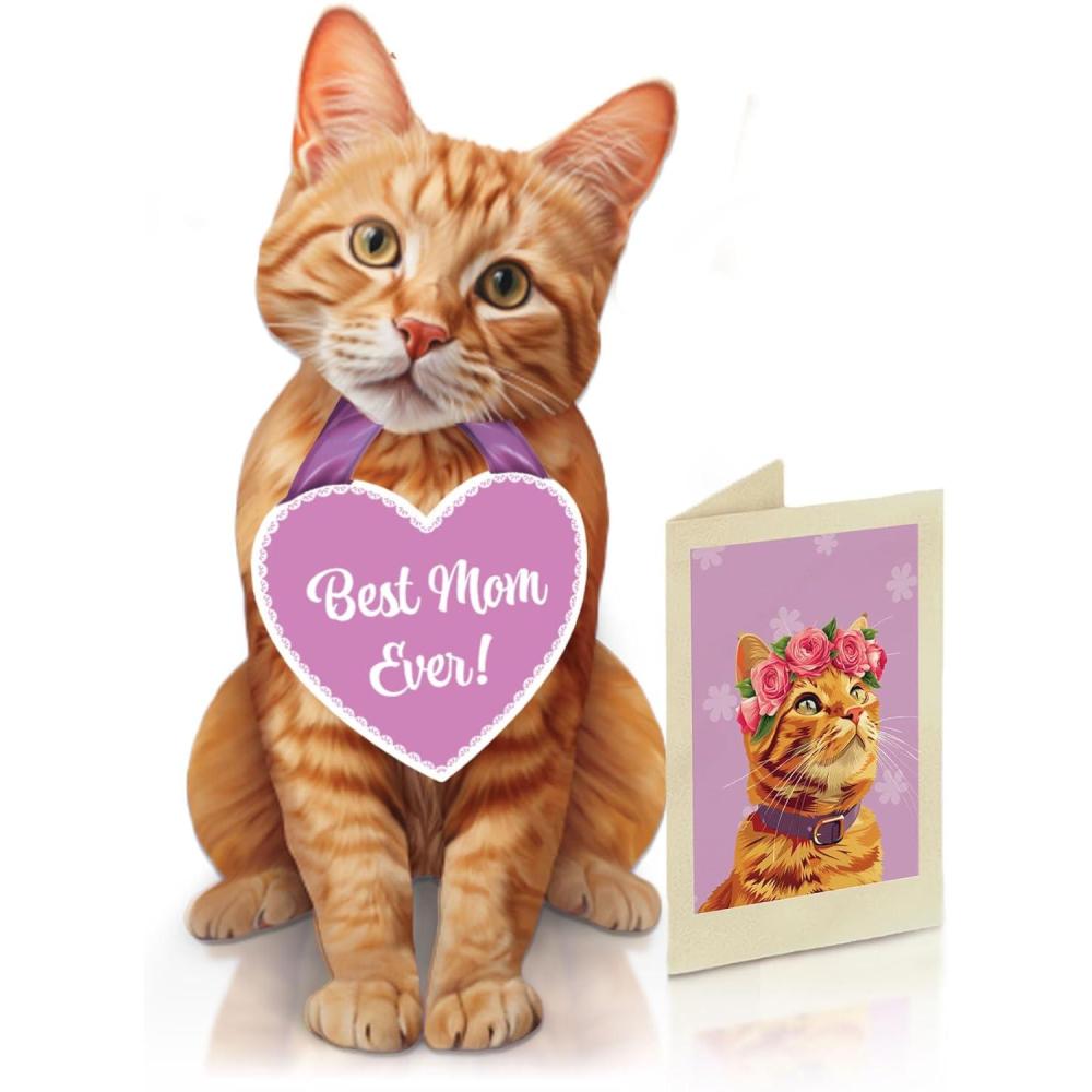 imageFreshcut Paper Pop Up Pet Cards Black Cat Gifts for Cat Lovers Gifts for Mom with Mothers Day Accessory Sheet Notecard ampamp Envelope 3D Popup Greeting Card Mothers Day CardsOrange Tabby