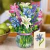Freshcut Paper Pop Up Cards, Garden Lilacs, 12 Inch Life Sized Forever Flower Bouquet 3D Popup Greeting Card, Birthday Cards, Thank You Card, Blank Notecard & Envelope(Lilies & Lupines)