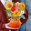 Freshcut Paper Pop Up Cards, Sunflowers, 12 Inch Life Sized Forever Flower Bouquet 3D Popup Greeting Card, Birthday Cards, Get Well Gifts, Blank Notecard & Envelope(Pumpkin Harvest)