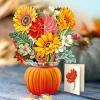 Freshcut Paper Pop Up Cards, Sunflowers, 12 Inch Life Sized Forever Flower Bouquet 3D Popup Greeting Card, Birthday Cards, Get Well Gifts, Blank Notecard & Envelope(Pumpkin Harvest)