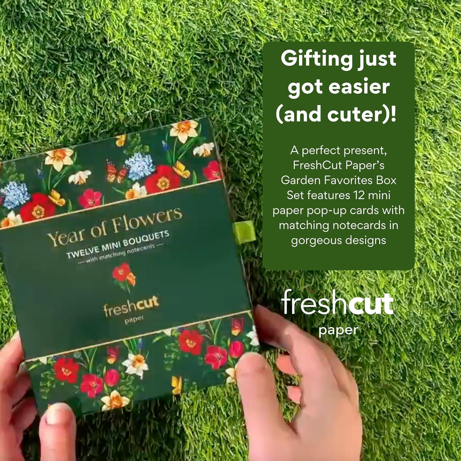 imageFreshcut Paper PopUp Greeting Cards 6x6 Inch Mini Paper Flower Bouquets 12 Count Assortment Multicolor Floral Occasion Cards Blank Inside PopUp Feature