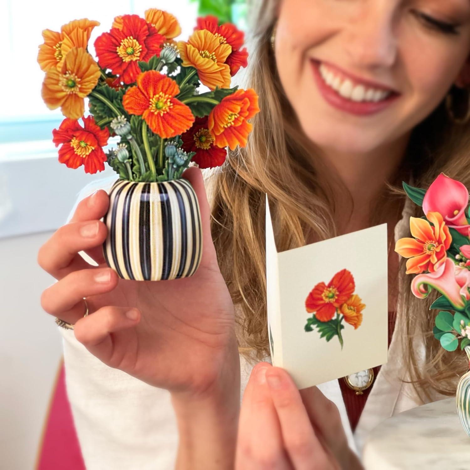 imageFreshcut Paper PopUp Greeting Cards 6x6 Inch Mini Paper Flower Bouquets 12 Count Assortment Multicolor Floral Occasion Cards Blank Inside PopUp Feature