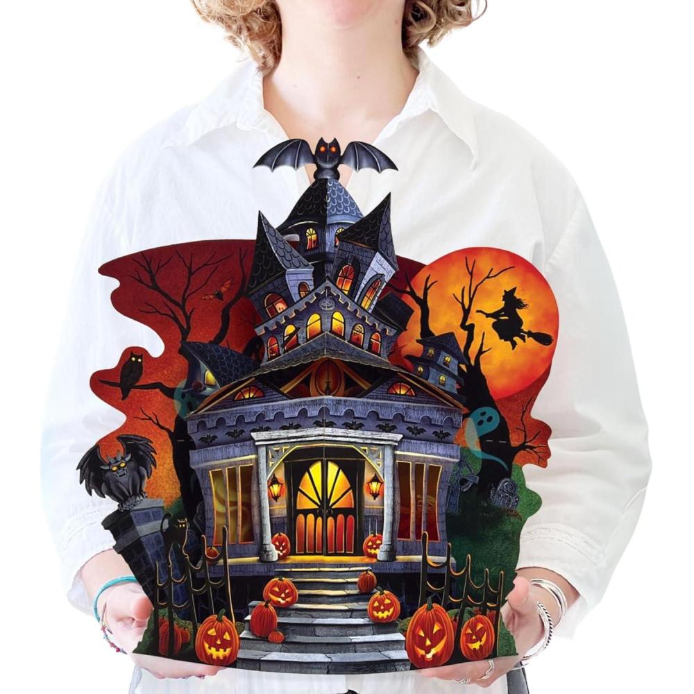 imageFreshcut Paper Pop Up Cards 15 Inch Haunted House Pop Up 3D Greeting Cards Paper Haunted House Decoration Halloween Card Birthday Card Blank Notecard ampamp EnvelopeHaunted House