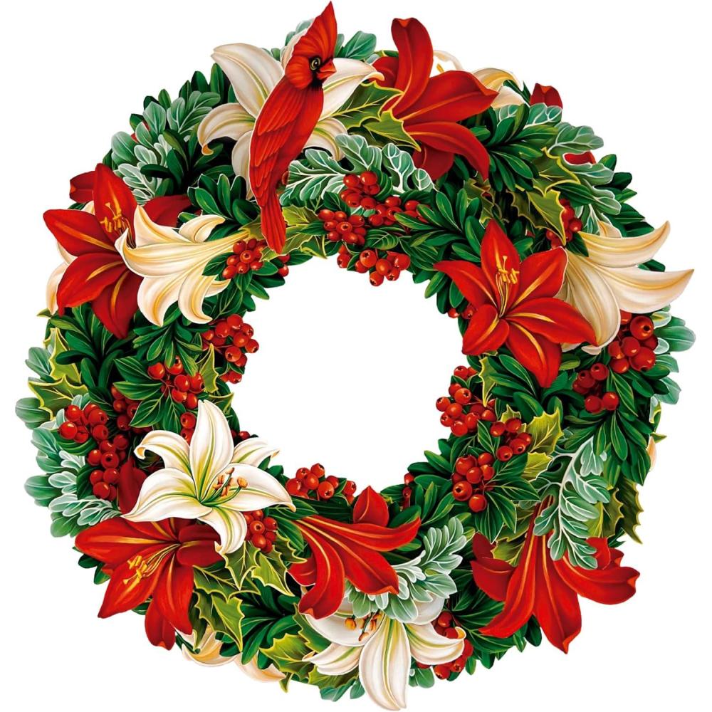 imageFreshcut Paper Pop Up Cards Cherry Blossom Heart Paper Wreath 15 Inch Life Sized Forever Flower Wreath 3D Popup Greeting Cards Birthday Card Valentines Day Card Blank Notecard ampamp EnvelopeWinter Joy Wreath