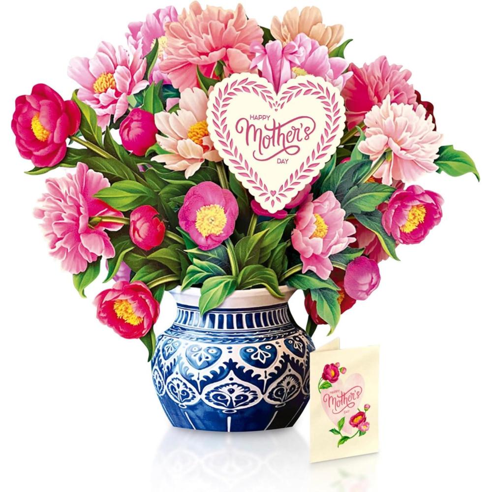 imageFreshcut Paper Pop Up Cards Grande Peony Paradise 18 Inch Life Sized Forever Flower Bouquet 3D Popup Greeting Card Birthday Cards Thank You Card Blank Notecard ampamp EnvelopePeony Paradise Mothers Day