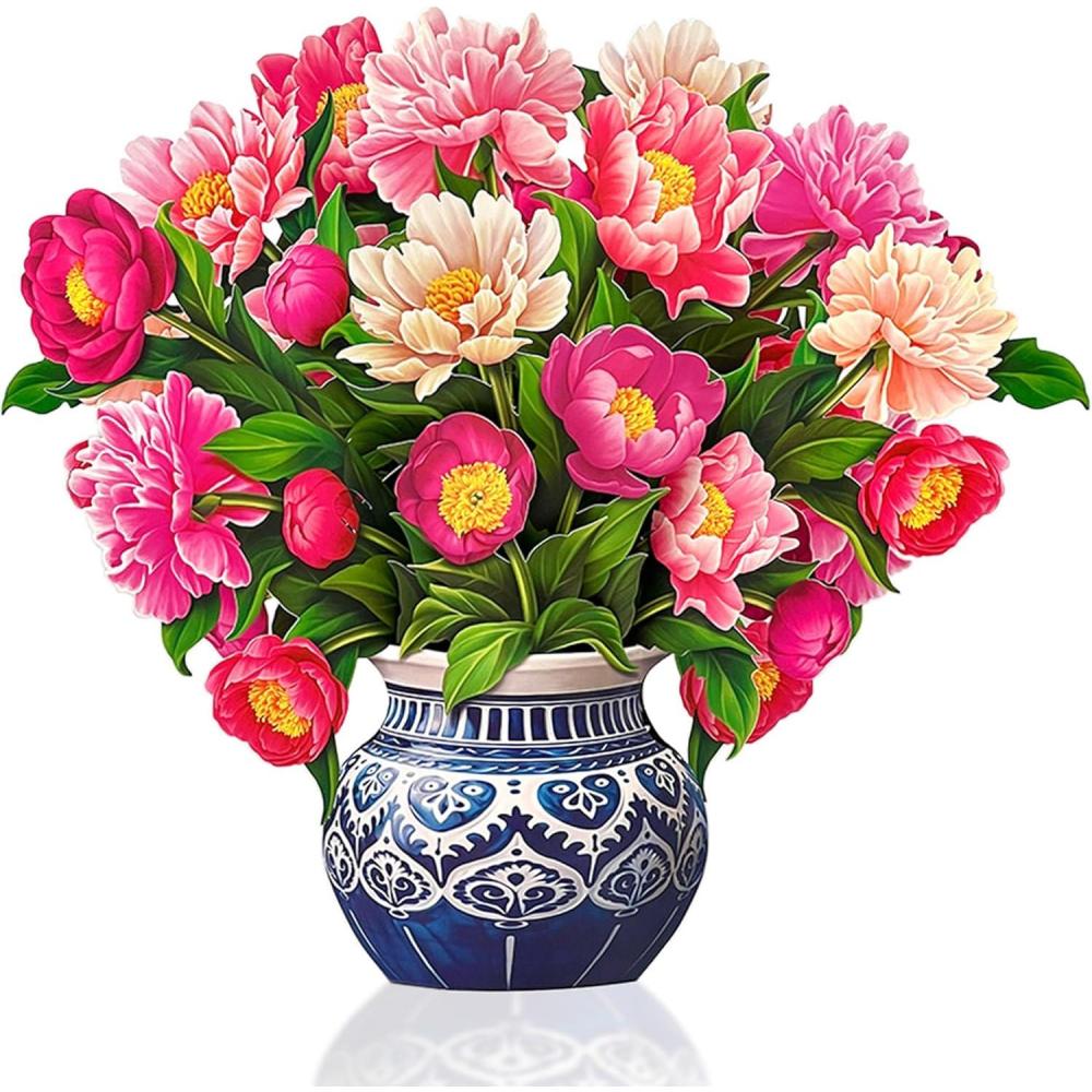 imageFreshcut Paper Pop Up Cards Grande Peony Paradise 18 Inch Life Sized Forever Flower Bouquet 3D Popup Greeting Card Birthday Cards Thank You Card Blank Notecard ampamp EnvelopePeony Paradise Grande