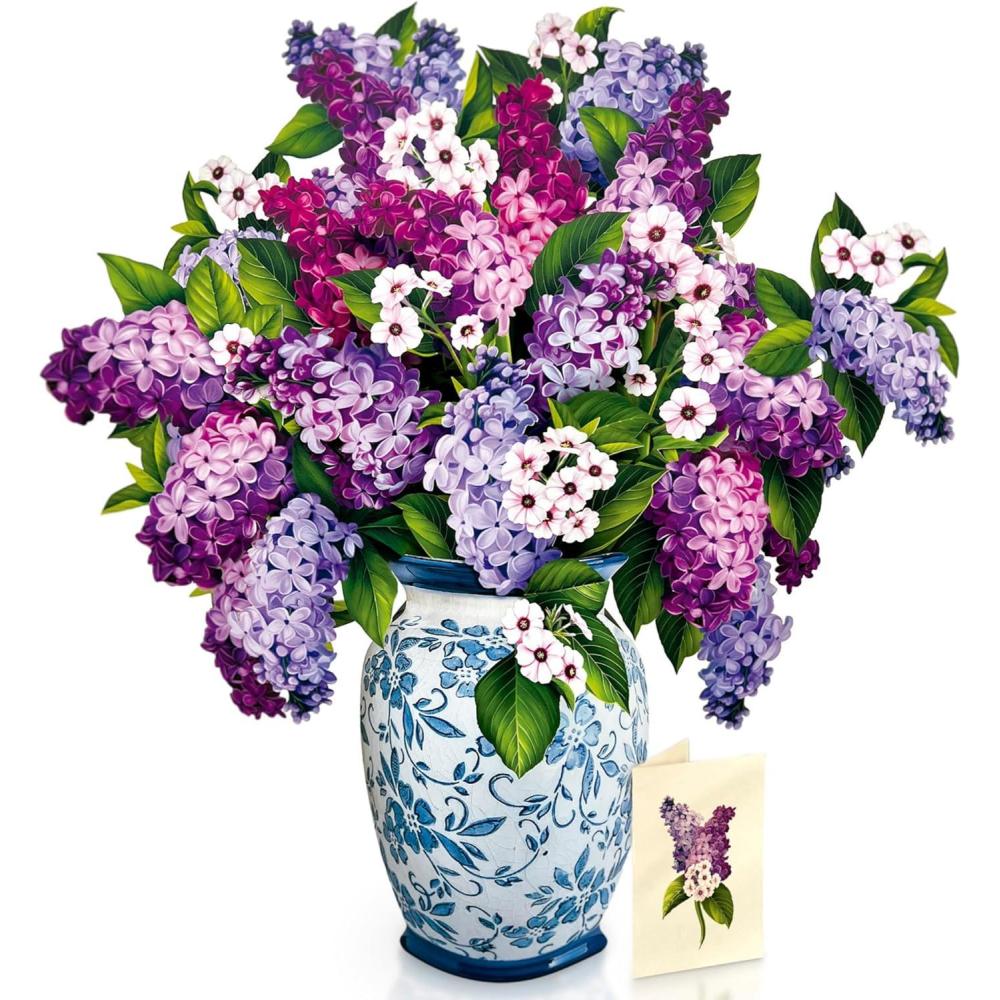 imageFreshcut Paper Pop Up Cards Grande Peony Paradise 18 Inch Life Sized Forever Flower Bouquet 3D Popup Greeting Card Birthday Cards Thank You Card Blank Notecard ampamp EnvelopeGrande Garden Lilacs