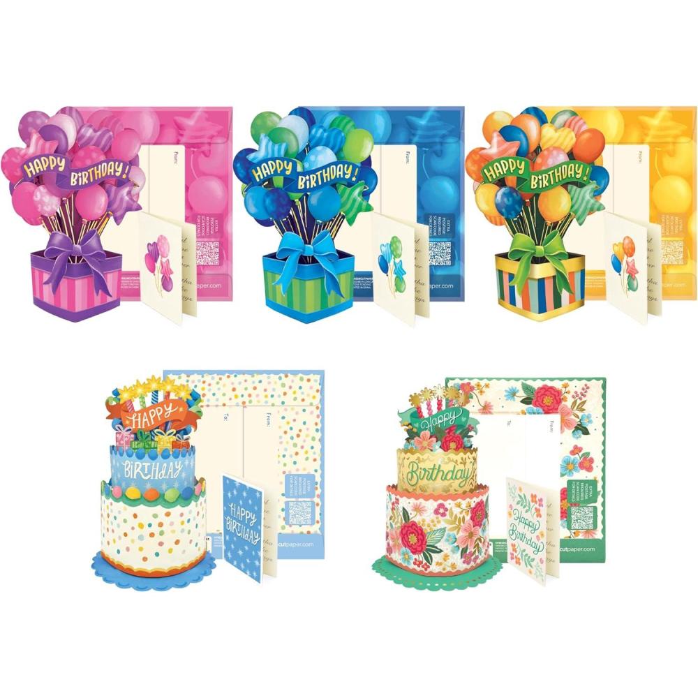 imageFreshcut Paper Pop Up Cards Mini Birthday Puppy ampamp Kitten 6 Inch Mini Sized 3D Pet Gifts Popup Greeting Card Birthday Card Paper Cat ampamp Dog Cards Blank Notecard ampamp EnvelopeBirthday Collection Mini set of 5