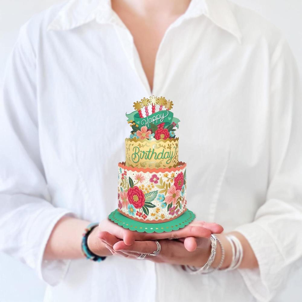 imageFreshcut Paper Pop Up Cards Mini Birthday Puppy ampamp Kitten 6 Inch Mini Sized 3D Pet Gifts Popup Greeting Card Birthday Card Paper Cat ampamp Dog Cards Blank Notecard ampamp EnvelopeMini Blooming Birthday Cake