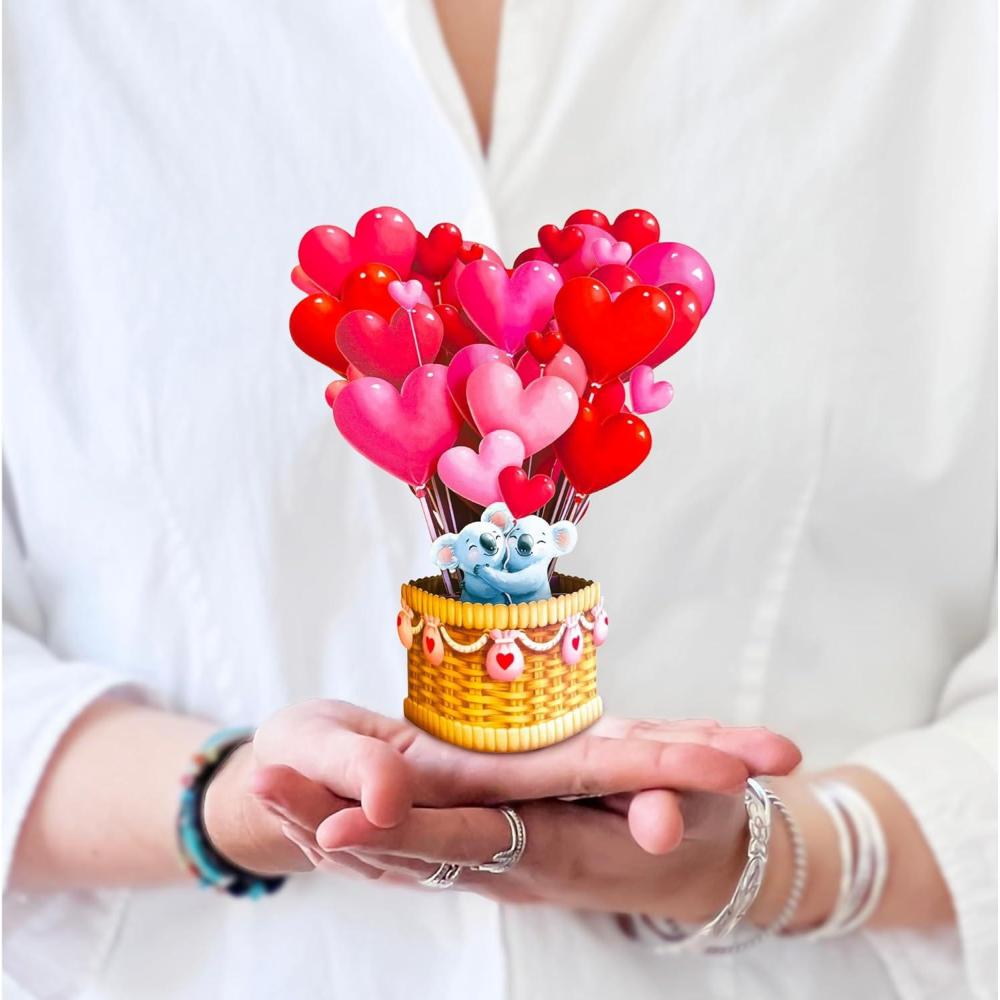 imageFreshcut Paper Pop Up Cards Mini Heart Balloons 6 Inch Mini Sized 3D Popup Greeting Cards Valentines Day Anniversary Card Blank Notecard ampamp EnvelopeHeart Balloons