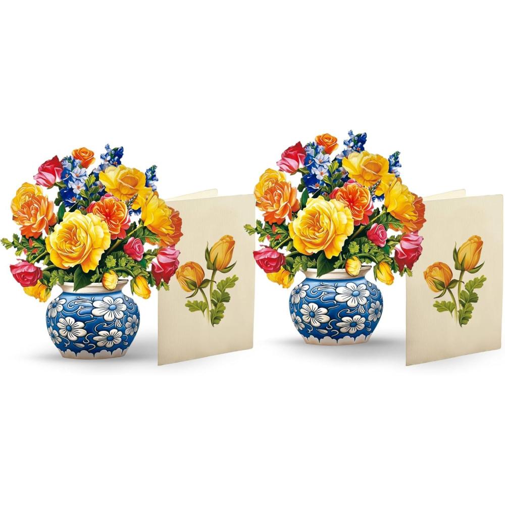 imageFreshcut Paper Pop Up Cards Mini Sorbet Roses Set of 2 6 Inch Mini Sized Forever Flower Bouquet 3D Popup Greeting Card Birthday Cards Thank You Card Blank Notecard ampamp Envelope