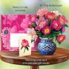 Freshcut Paper Pop Up Cards, Blooming Roses, 12 Inch Life Sized Forever Flower Bouquet 3D Popup Greeting Cards, Valentine’s Day, Anniversary Card, Blank Notecard & Envelope(Peony Paradise)