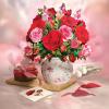 Freshcut Paper Pop Up Cards, Blooming Roses, 12 Inch Life Sized Forever Flower Bouquet 3D Popup Greeting Cards, Valentine’s Day, Anniversary Card, Blank Notecard & Envelope(Blooming Roses)