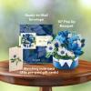 Freshcut Paper Pop Up Cards, Blue Poinsettia, 10 Inch Life Sized Forever Flower Bouquet 3D Popup Greeting Cards, Christmas Card, Hanukkah Card, Blank Notecard & Envelope(Blue Pointsettia)