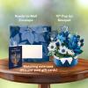 Freshcut Paper Pop Up Cards, Blue Poinsettia, 10 Inch Life Sized Forever Flower Bouquet 3D Popup Greeting Cards, Christmas Card, Hanukkah Card, Blank Notecard & Envelope(Hanukkah Wishes)