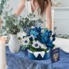 Freshcut Paper Pop Up Cards, Blue Poinsettia, 10 Inch Life Sized Forever Flower Bouquet 3D Popup Greeting Cards, Christmas Card, Hanukkah Card, Blank Notecard & Envelope(Hanukkah Wishes)