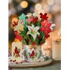 Freshcut Paper Pop Up Cards, Blue Poinsettia, 10 Inch Life Sized Forever Flower Bouquet 3D Popup Greeting Cards, Christmas Card, Hanukkah Card, Blank Notecard & Envelope(Winter Joy 3pk)