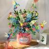 Freshcut Paper Pop Up Cards, Butterflies & Buttercups, 12 Inch Life Sized Forever Flower Bouquet 3D Popup Greeting Card, Birthday Cards, Thank You Card, Blank Notecard & Envelope(Hummingbird Oasis)