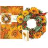 Freshcut Paper Pop Up Cards, Cherry Blossom Heart Paper Wreath, 15 Inch Life Sized Forever Flower Wreath 3D Popup Greeting Cards, Birthday Card, Valentine’s Day Card, Blank Notecard & Envelope(Sunflower Wreath)