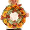Freshcut Paper Pop Up Cards, Cherry Blossom Heart Paper Wreath, 15 Inch Life Sized Forever Flower Wreath 3D Popup Greeting Cards, Birthday Card, Valentine’s Day Card, Blank Notecard & Envelope(Sunflower Wreath)