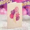 Freshcut Paper Pop Up Cards, Mini Birthday Puppy & Kitten, 6 Inch Mini Sized 3D Pet Gifts, Popup Greeting Card, Birthday Card, Paper Cat & Dog Cards, Blank Notecard & Envelope(Mini Pink Birthday Balloons)
