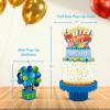 Freshcut Paper Pop Up Cards, Mini Birthday Puppy & Kitten, 6 Inch Mini Sized 3D Pet Gifts, Popup Greeting Card, Birthday Card, Paper Cat & Dog Cards, Blank Notecard & Envelope(Mini Blue Birthday Balloons)