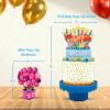 Freshcut Paper Pop Up Cards, Mini Birthday Puppy & Kitten, 6 Inch Mini Sized 3D Pet Gifts, Popup Greeting Card, Birthday Card, Paper Cat & Dog Cards, Blank Notecard & Envelope(Mini Pink Birthday Balloons)