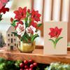 Freshcut Paper Pop Up Cards, Mini Christmas Puppy & Kitten, 6 Inch Mini Sized 3D Pet Gifts, Popup Greeting Card, Christmas Card, Paper Cat & Dog Cards, Blank Notecard & Envelope(Mini Scarlet Amaryllis)