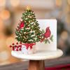 Freshcut Paper Pop Up Cards, Mini Christmas Puppy & Kitten, 6 Inch Mini Sized 3D Pet Gifts, Popup Greeting Card, Christmas Card, Paper Cat & Dog Cards, Blank Notecard & Envelope(Mini Merry Tree)