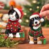 Freshcut Paper Pop Up Cards, Mini Christmas Puppy & Kitten, 6 Inch Mini Sized 3D Pet Gifts, Popup Greeting Card, Christmas Card, Paper Cat & Dog Cards, Blank Notecard & Envelope(Mini Christmas Puppy & Kitten Set of 2)