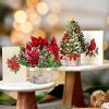 Freshcut Paper Pop Up Cards, Mini Christmas Puppy & Kitten, 6 Inch Mini Sized 3D Pet Gifts, Popup Greeting Card, Christmas Card, Paper Cat & Dog Cards, Blank Notecard & Envelope(Mini Birch Poinsettia Set of 2)