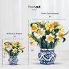 Freshcut Paper Pop Up Cards, Mini English Daffodils, 6 Inch Mini Sized Forever Flower Bouquet 3D Popup Greeting Cards, Birthday Cards, Get Well Gifts, Blank Notecard & Envelope(English Daffodils)