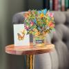 Freshcut Paper Pop Up Cards, Mini Nantucket Hydrangeas, 6 Inch Mini Sized Forever Flower Bouquet 3D Popup Greeting Cards, Birthday Cards, Thank You Card, Blank Notecard & Envelope(Buttercups & Butterflies)