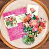 Freshcut Paper Pop Up Cards, Mini Orchid Oasis, 6 Inch Mini Sized Forever Flower Bouquet 3D Popup Greeting Cards, Birthday Card, Get Well Gifts, Blank Notecard & Envelope(Dear Dahlia)
