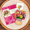 Freshcut Paper Pop Up Cards, Mini Orchid Oasis, 6 Inch Mini Sized Forever Flower Bouquet 3D Popup Greeting Cards, Birthday Card, Get Well Gifts, Blank Notecard & Envelope(Festive Tulips with Basket)