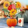 Freshcut Paper Pop Up Cards, Mini Sunflowers, 6 Inch Mini Sized Forever Flower Bouquet 3D Popup Greeting Cards, Birthday Cards, Get Well Gifts, Blank Notecard & Envelope(Mini Pumpkin Spice & Pumpkin Harvest Set of 2)