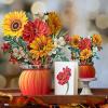 Freshcut Paper Pop Up Cards, Mini Sunflowers, 6 Inch Mini Sized Forever Flower Bouquet 3D Popup Greeting Cards, Birthday Cards, Get Well Gifts, Blank Notecard & Envelope(Pumpkin Harvest)