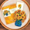 Freshcut Paper Pop Up Cards, Mini Sunflowers, 6 Inch Mini Sized Forever Flower Bouquet 3D Popup Greeting Cards, Birthday Cards, Get Well Gifts, Blank Notecard & Envelope(Sunflowers)