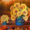 Freshcut Paper Pop Up Cards, Mini Sunflowers, 6 Inch Mini Sized Forever Flower Bouquet 3D Popup Greeting Cards, Birthday Cards, Get Well Gifts, Blank Notecard & Envelope(Sunflowers)