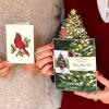 Freshcut Paper Pop Up Cards, Mini Winter Joy, 6 inch Mini Sized Paper Flower Bouquet 3D Popup Greeting Cards, Christmas Card, Holiday Card, Blank Notecards & Envelopes, Pack of 5(10pk Mini Tree)