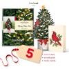 Freshcut Paper Pop Up Cards, Mini Winter Joy, 6 inch Mini Sized Paper Flower Bouquet 3D Popup Greeting Cards, Christmas Card, Holiday Card, Blank Notecards & Envelopes, Pack of 5(5pk Mini Tree)