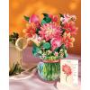 Freshcut Paper Pop Up Cards, Orchid Oasis, 12 Inch Life Sized Forever Flower Bouquet 3D Popup Greeting Card, Birthday Cards, Get Well Gifts, Blank Notecard & Envelope(Dear Dahlia)