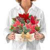 Freshcut Paper Pop Up Cards, Blue Poinsettia, 10 Inch Life Sized Forever Flower Bouquet 3D Popup Greeting Cards, Christmas Card, Hanukkah Card, Blank Notecard & Envelope(Birch Poinsettia)