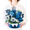 Freshcut Paper Pop Up Cards, Blue Poinsettia, 10 Inch Life Sized Forever Flower Bouquet 3D Popup Greeting Cards, Christmas Card, Hanukkah Card, Blank Notecard & Envelope(Hanukkah Wishes)