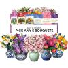 Freshcut Paper Pop Up Cards, Build Your Own Custom Value Bundle of 5 Bouquets, Bulk Card Bundle Set, 12 Inch Life Sized Forever Flower Bouquet 3D Popup Greeting Cards, Birthday Cards, Thank You Card, Blank Notecards & Envelopes, Pack of 5
