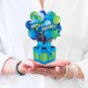 Freshcut Paper Pop Up Cards, Mini Birthday Puppy & Kitten, 6 Inch Mini Sized 3D Pet Gifts, Popup Greeting Card, Birthday Card, Paper Cat & Dog Cards, Blank Notecard & Envelope(Mini Blue Birthday Balloons)