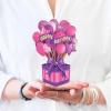 Freshcut Paper Pop Up Cards, Mini Birthday Puppy & Kitten, 6 Inch Mini Sized 3D Pet Gifts, Popup Greeting Card, Birthday Card, Paper Cat & Dog Cards, Blank Notecard & Envelope(Mini Pink Birthday Balloons)