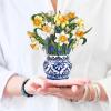 Freshcut Paper Pop Up Cards, Mini English Daffodils, 6 Inch Mini Sized Forever Flower Bouquet 3D Popup Greeting Cards, Birthday Cards, Get Well Gifts, Blank Notecard & Envelope(English Daffodils)