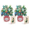 Freshcut Paper Pop Up Cards, Mini Hummingbird Oasis (Set of 2), 6 Inch Mini Sized Forever Flower Bouquet 3D Popup Greeting Card, Birthday Cards, Anniversary Card, Blank Notecard & Envelope